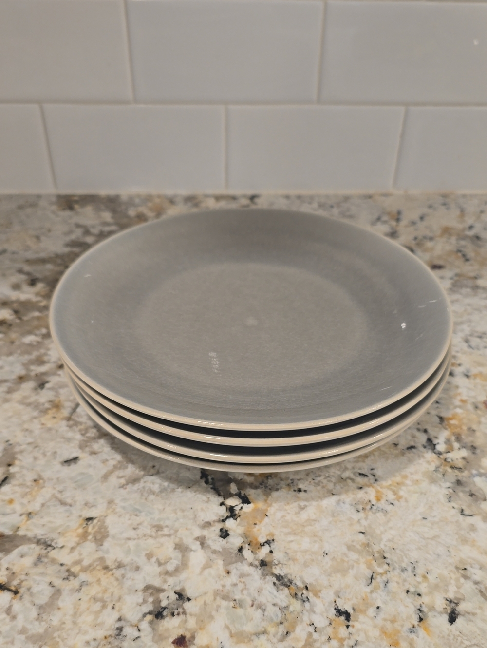 West Elm Alta Charcoal Crackle Set Of 4, 8.5" Salad Plates